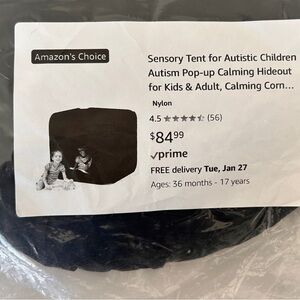 Sensory Pop Up Tent for Children & Young Adults Calming Hideout Travel Nylon